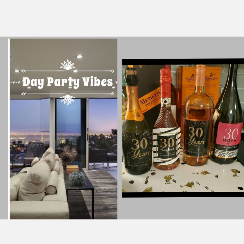 Day Party Vibes: 30th Birthday Wine Bottle Labels | 7 For $27 Deal
